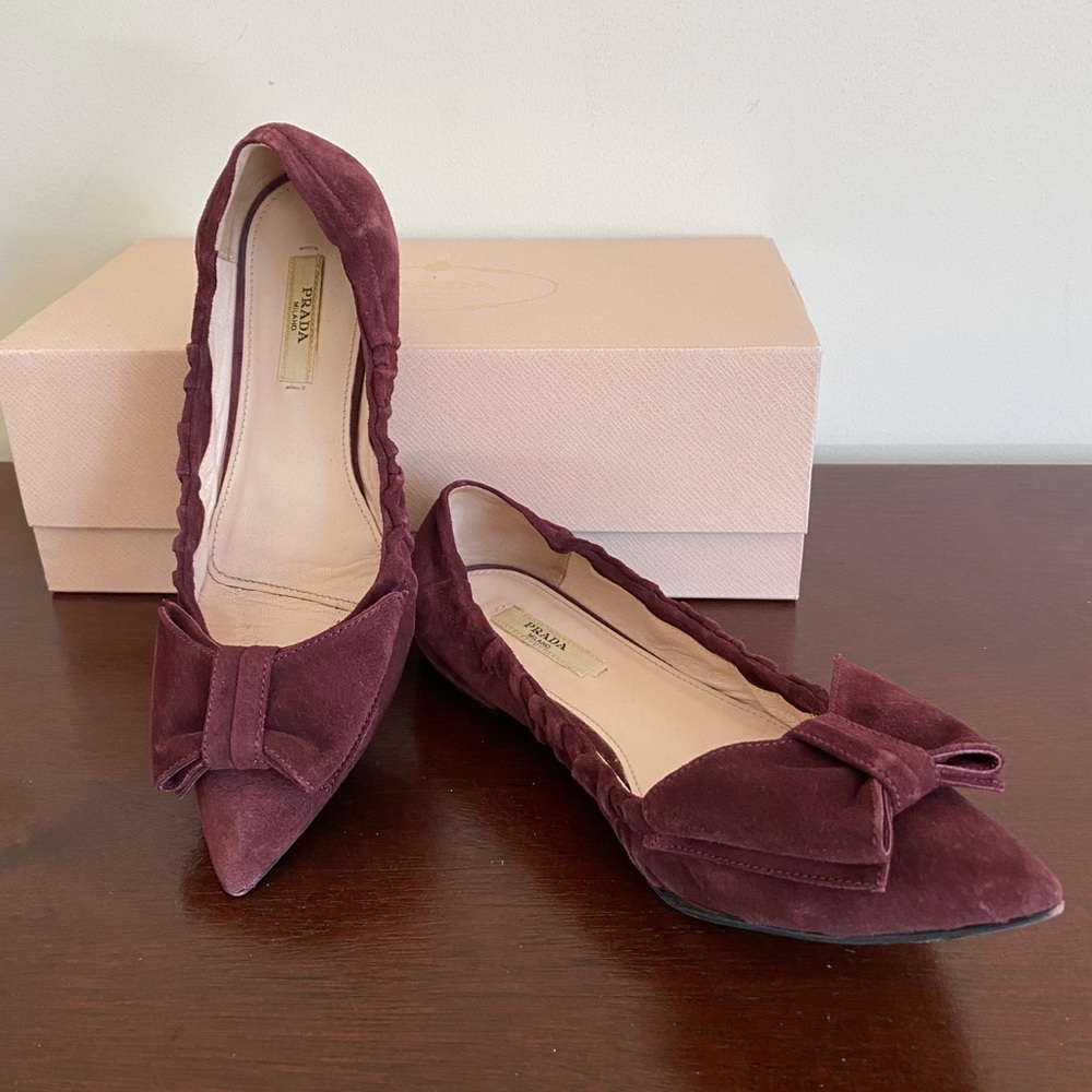 PRADA suede velvet ballet flat